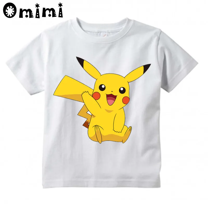 

Children POKEMON GO Pikachu Design T-shirts Boys/Girls Summer White T shirts Kid Clothing Toddler Short Sleeve Tops
