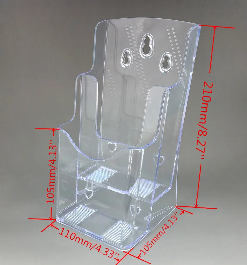 Прозрачная A6 2 трехъярусная акриловая качественная пластиковая брошюра, подставка для дисплея, для вставки листовок на рабочий стол, 40 шт