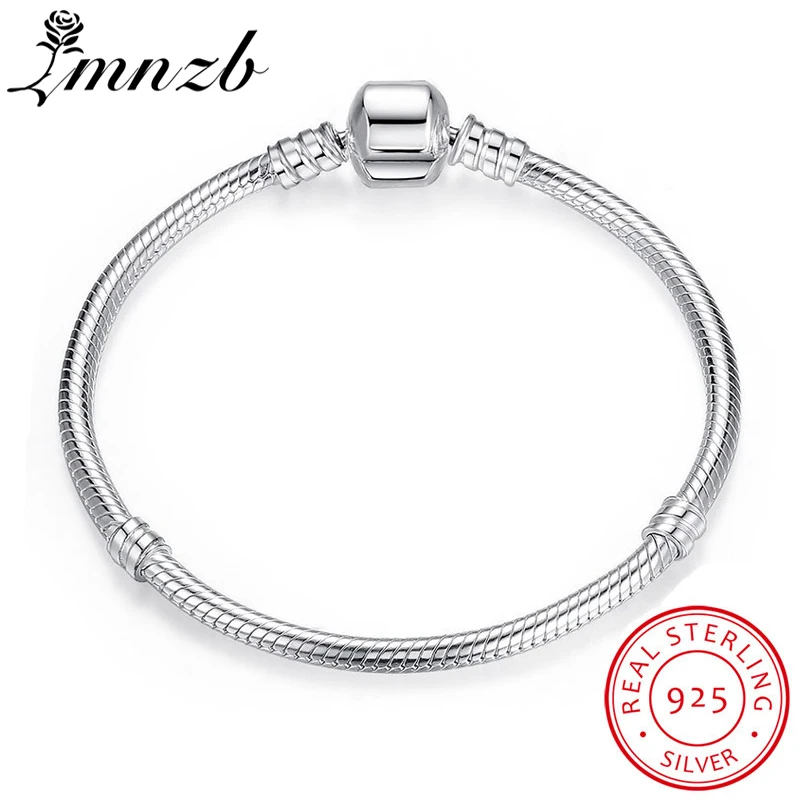 

LMNZB 95% OFF BIG SALE Authentic 100% 925 Sterling Silver Snake Chain Bangle & Bracelet Luxury Jewelry 16-23CM Women Gift ZB005