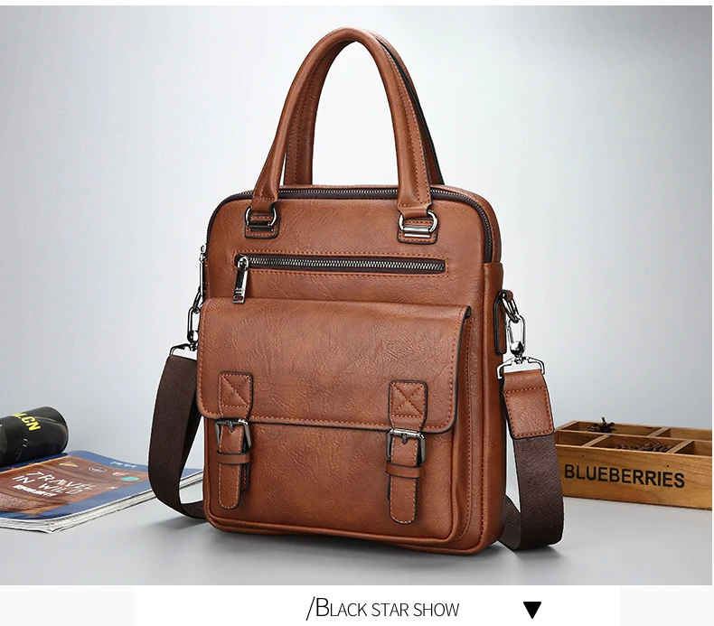 Новая мужская сумка из спилка на молнии, мужская деловая сумка из полиэстера с двумя карманами, мягкая ручка, 14 дюймов, портфели, сумки
