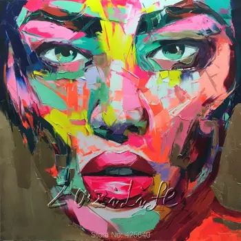 

Palette knife painting portrait Palette knife Face Oil painting Impasto figure on canvas Hand ainted Francoise Nielly 16-2