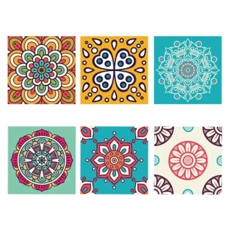 

6pcs/set Pastoral Waterproof Anti Oil Tiles Stickers Dirty Proof Wall Decals Home Bedroom Kitchen Living Room Decoration