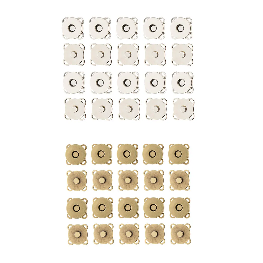 20 Sets Magnetic Snap Closure Fasteners Buttons Purse Clasp Bag Sewing Craft 14mm