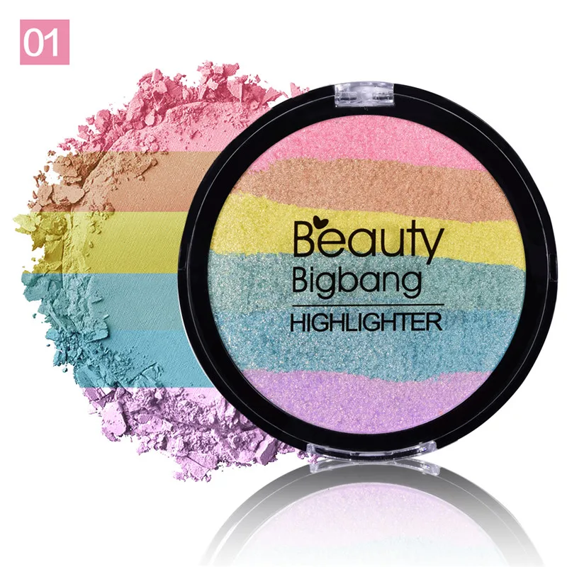 BeautyBigBang, Радужный хайлайтер, косметическая пудра, палитра бронзант, контур, мягкая минеральная палитра для макияжа лица, хайлайтер Maquiagem