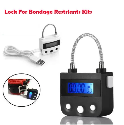 USB Rechargeable font b Electronic b font Bondage Lock For BDSM Fetish Hand Cuffs Mouth Gag