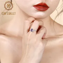 Gem's Ballet 1.08Ct Натуральный Аметист Фиолетовый Свадебные обручальные кольца для женщин 925 пробы Серебряное кольцо романтическое хорошее ювелирное изделие