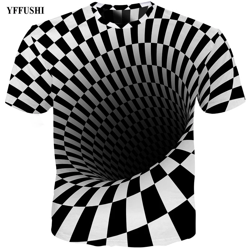 Мужская 3d футболка YFFUSHI модная черная женская клетчатая в стиле хип хоп белая