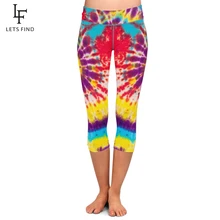 LETSFIND, женские Стрейчевые штаны, цветной принт, высокая талия, 220gsm, двухсторонние, матовый молочный шелк, Капри, леггинсы размера плюс