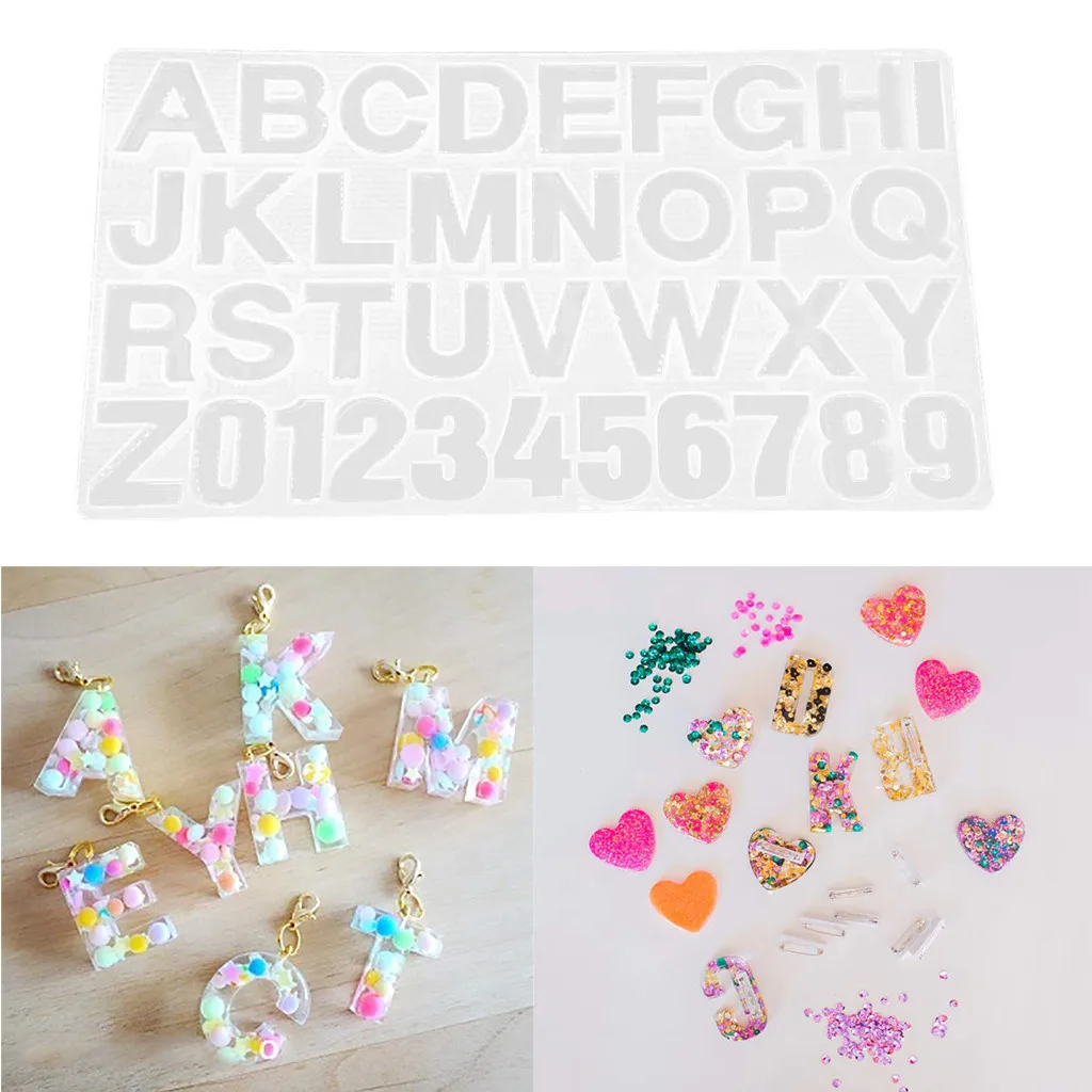 Crystal Epoxy English Pinyin Letter Silicone Mould 3D Silicone Letter Number Alphabet Fondant Mould Sugar Craft DIY Tool JULY03