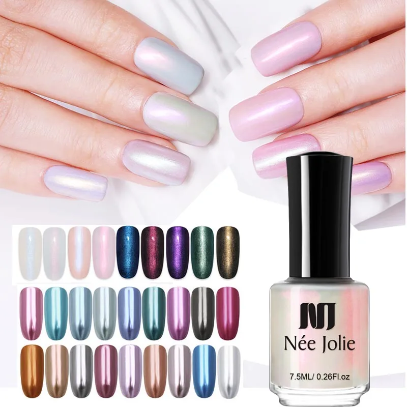 

NEE JOLIE 7.5ml 3.5ml Mirror Shell Nail Polish Glimmer Pearlescent Long-Lasting Nail Lacquer Varnish Fast Dry Nail Polish