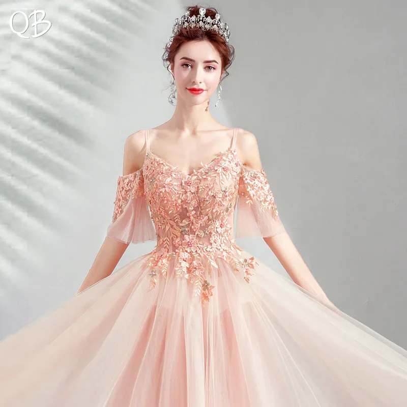 2019 New Fashion A-line Sweetehart Tulle Lace Flowers Appliques Pink Evening Dresses Long Formal Evening Gowns XK34 2019 New Fashion A-line Sweetehart Tulle Lace Flowers Appliques Pink Evening Dresses Long Formal Evening Gowns XK34