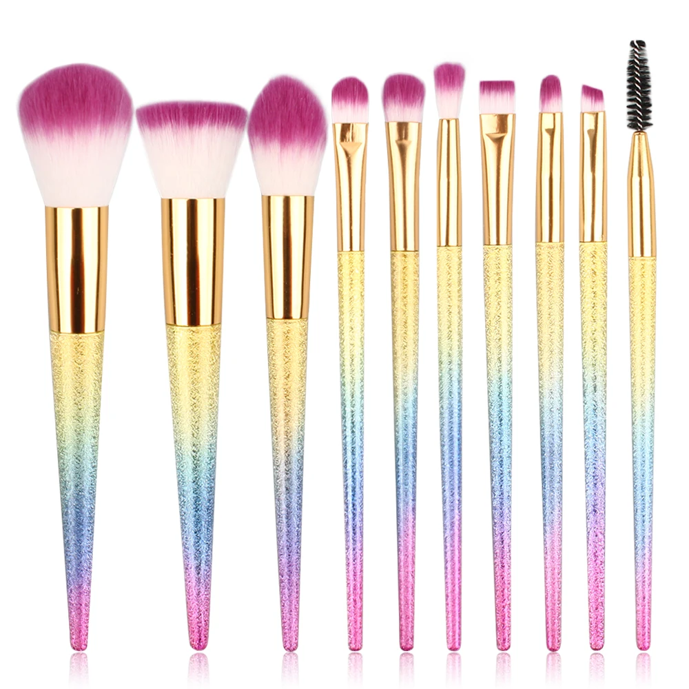 ISMINE Professional 10Pcs Makeup Brush Set Bling Glitter Handle Powder