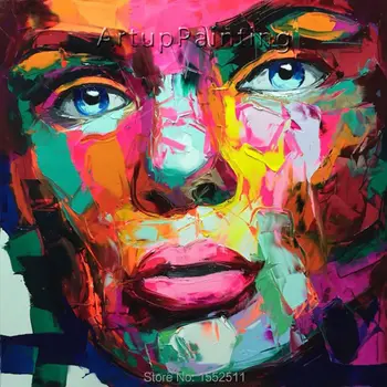 

Palette knife painting portrait Palette knife Face Oil painting Impasto figure on canvas Hand painted Francoise Nielly 16-46