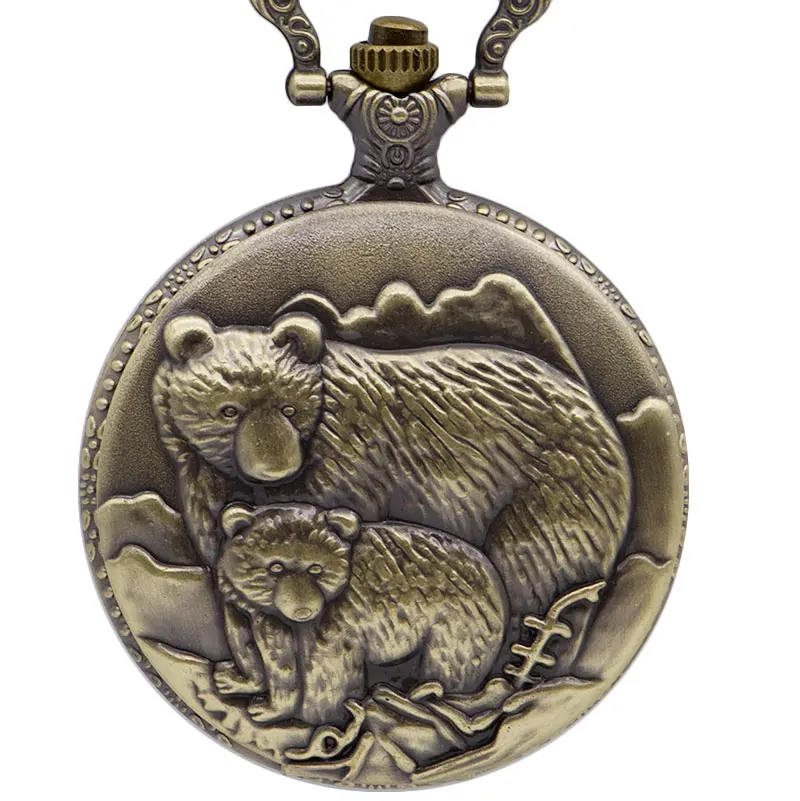 Новый Модный милый медведь кварцевые часы сувенир античный бронз ожерелье кулон детский подарок reloj de bolsillo