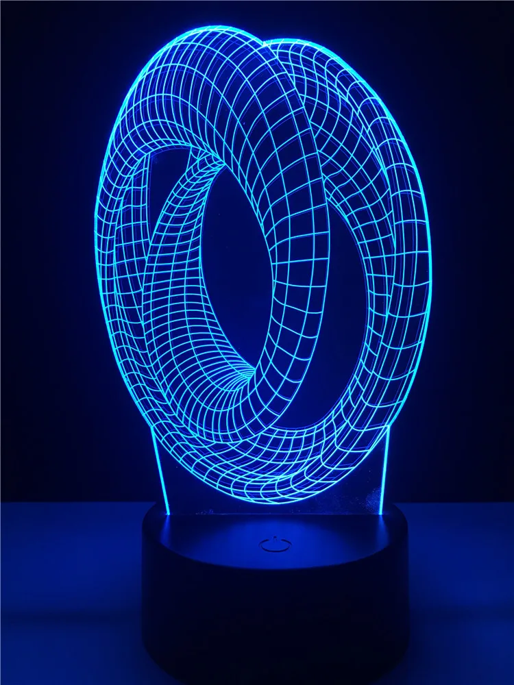 Decorative Lighting Cable Fashion winding ring Shaped 3D LED USB Bedroom Night Light Multicolor Table Lamp Friends Gifts