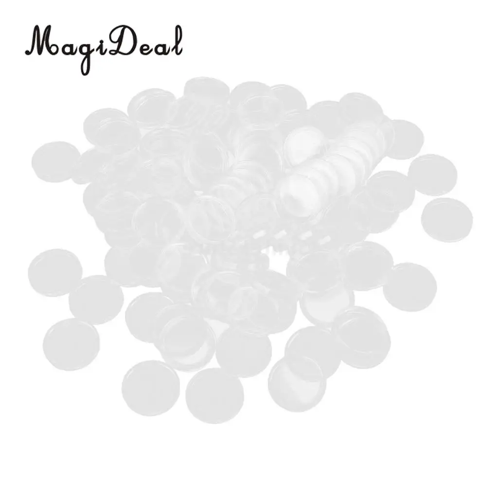 MagiDeal 100Pcs/Set Clear Coin Capsules Containers Boxes Holders for Children Kids Novelty Gift 26mm