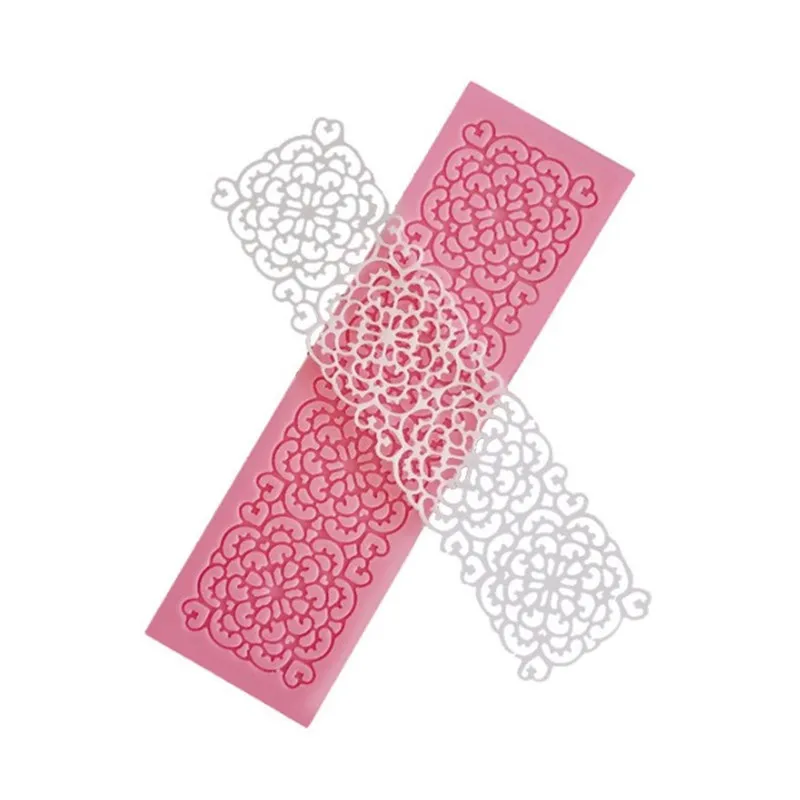

4YANG Lace Mat Pad Fondant Flowers Chain Decoration Silicone Mold Surafcraft Tool Bakeware Baking Tool Cake Decorating Lace Mold