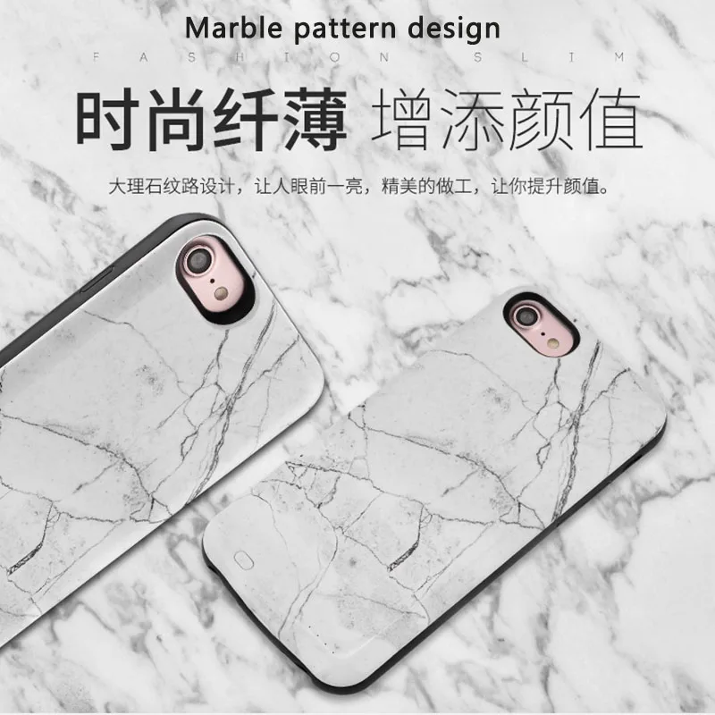 Чехол с мраморным рисунком для iPhone 6 7 8 3000 мАч портативный внешний аккумулятор 6000