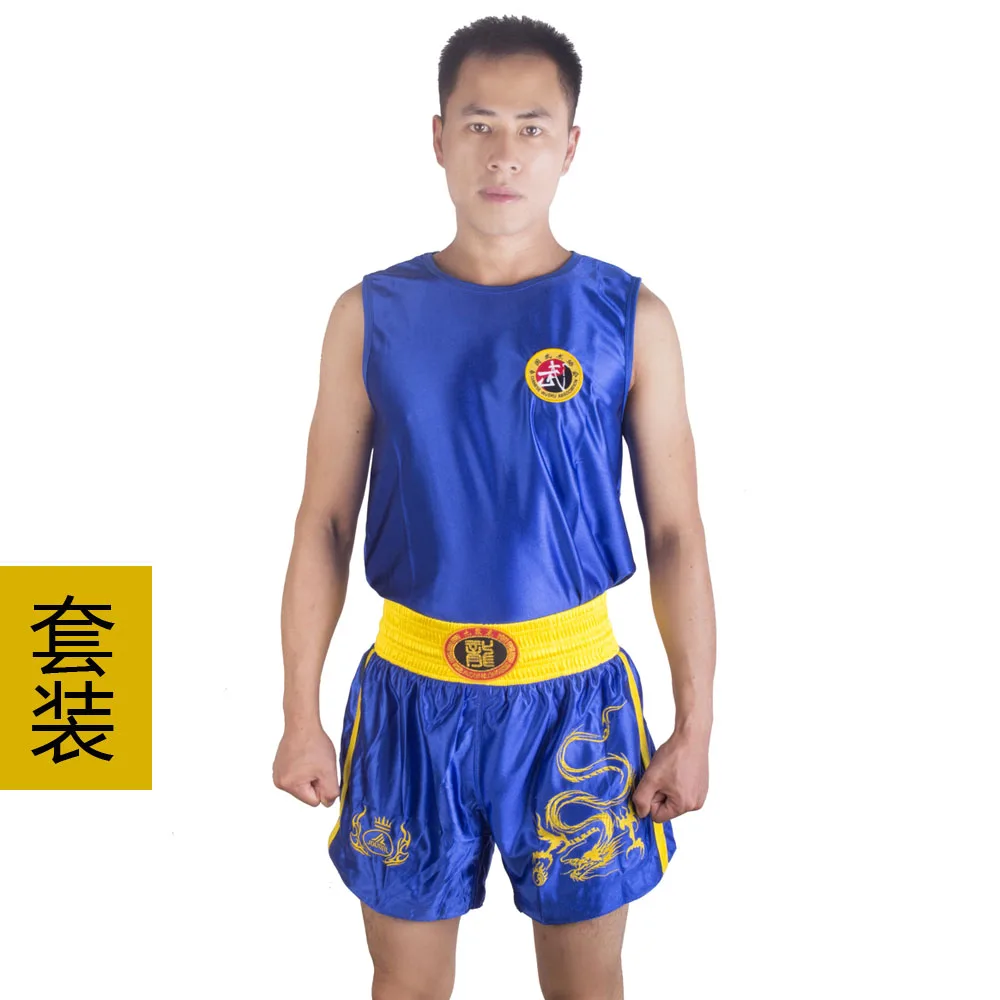 MMA боксерские трусы Муай Тай костюмы для мужчин и детей Kungfu Wushu боевые штаны Санда шорты - Цвет: T-shirts and shorts