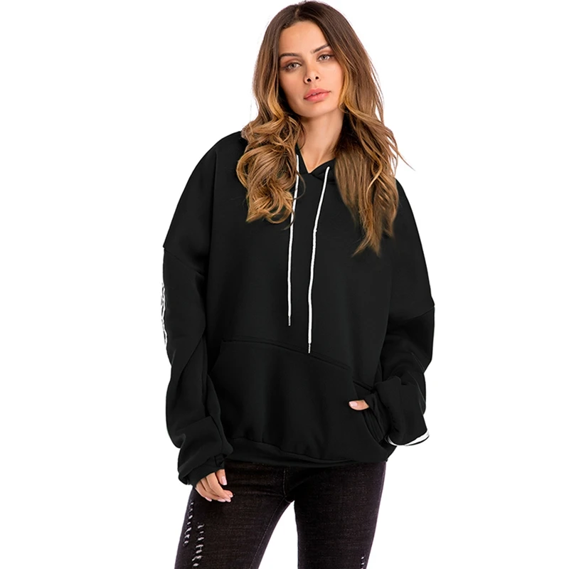 Yilia Warm Plus Size Loose Women Winter Hoodies Solid Hooded