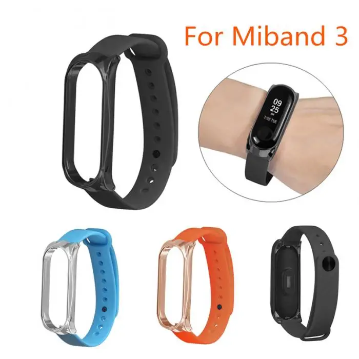 TPE Ремешок Браслет Ремешок с металлическим чехлом для Xiaomi Mi Band 3 GT66