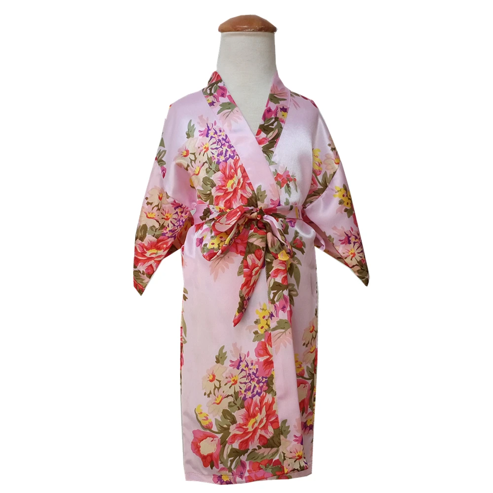 Детская Пижама с v-образным вырезом и короткими рукавами для маленьких девочек Детская шелковая одежда для сна с цветочным принтом