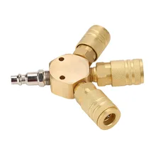 1/4″ NPT 3-Way Manifold Quick Coupler Connector Brass Fitting Adapter Separator