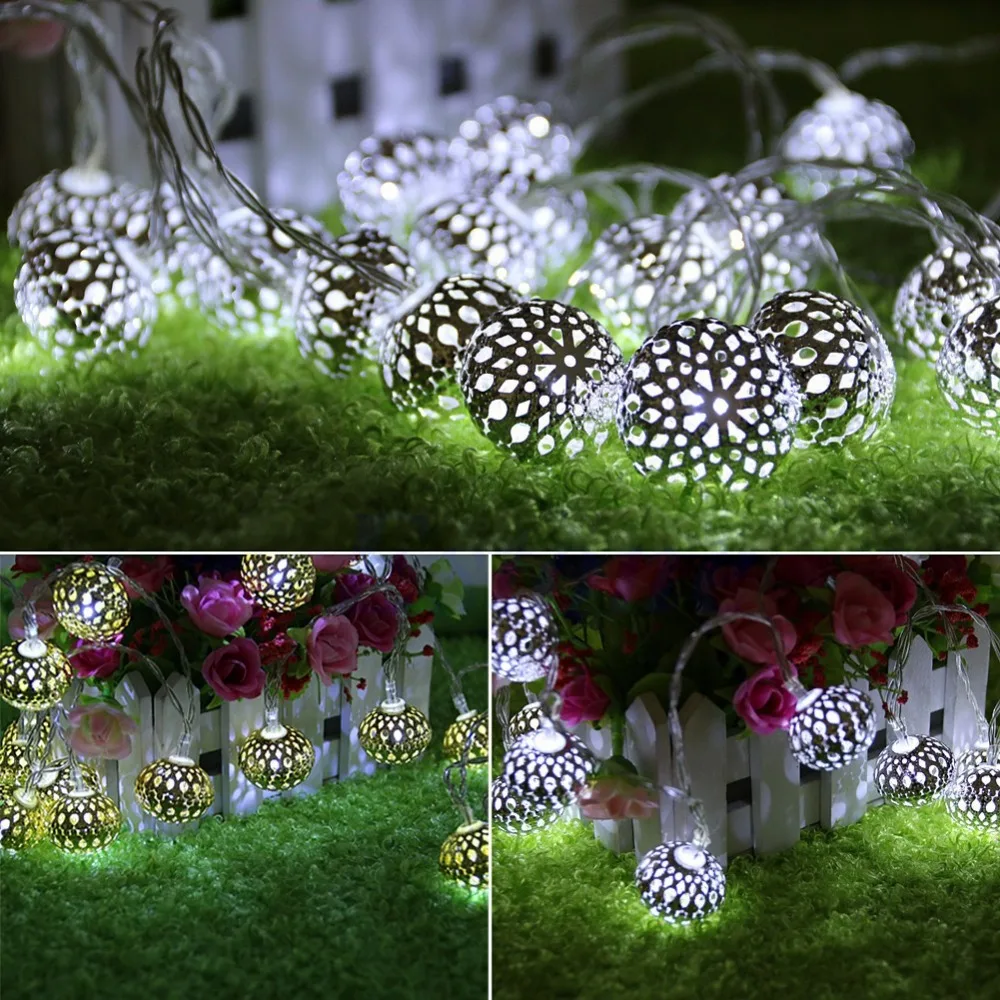 

20 leds metal hollow spherical battery boxes holiday lights Christmas lights LED holiday decorations