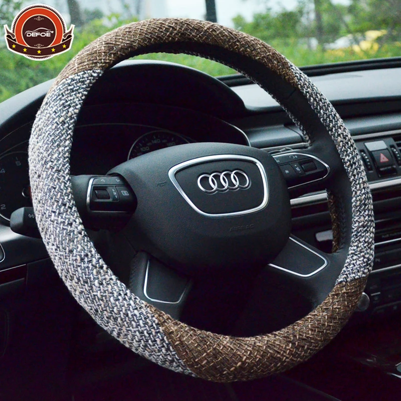 

Aliexpress freeshipping Summer Flax car steering wheel cover car styling Environmental Non-slip breathable steering-wheel