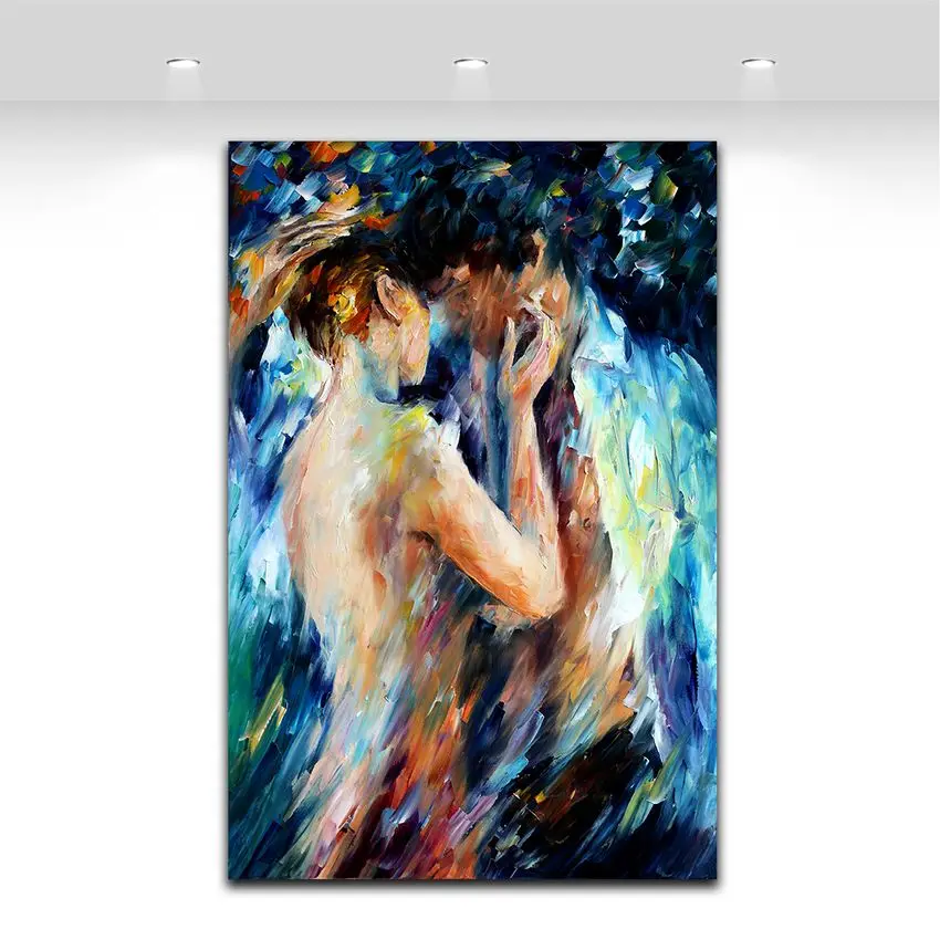 Love Couple Интимная картина телесного цвета Синяя абстрактная палитра нож маслом для