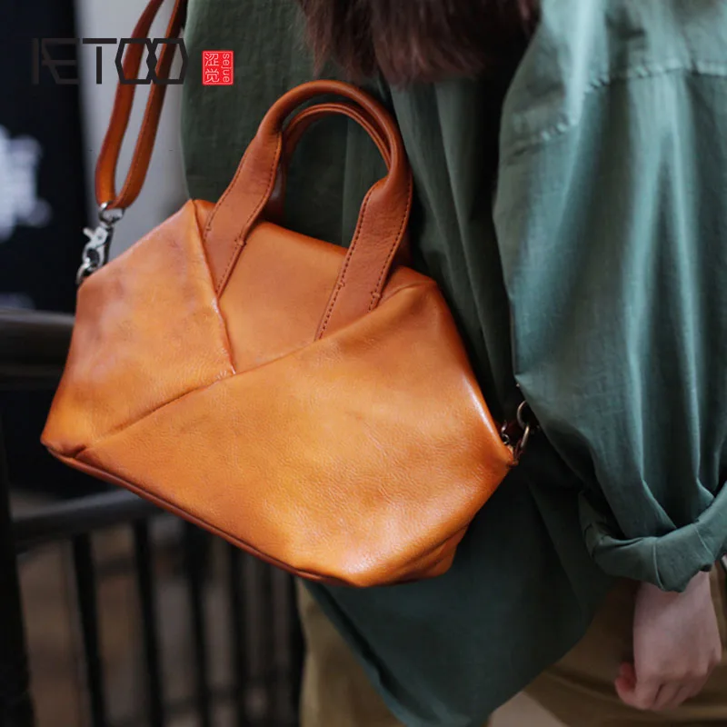 

AETOO Autumn and winter new casual retro art leather handbags soft large capacity leather handbag slung shoulder bag