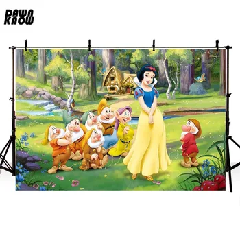 

DAWNKNOW Cartoon Vinyl Photography Background For Baby Snow White Polyester Backdrops For Children Photo Studio Props G052