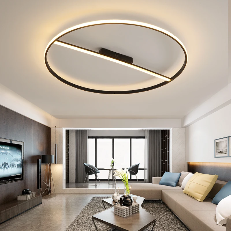 

Round modern LED ceiling chandelier for living room bedroom kitchen balcony black aluminum body chandelier lighting 110-260V