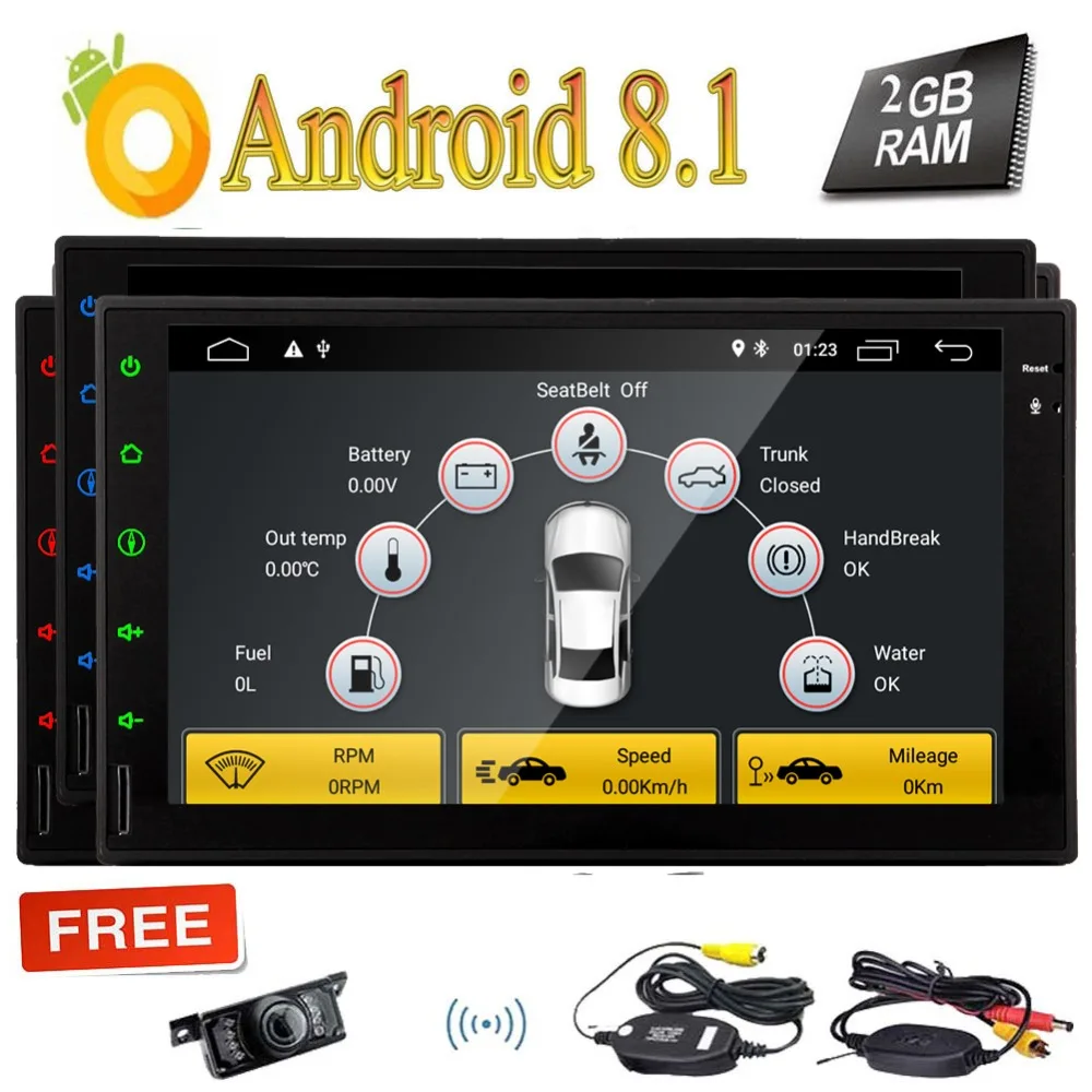 

Android 8.1 Car Multimedia Player for Universal Double Din 7 Inch Capacitive Touch Screen 2GB+16GB Support WiFi 3G 4G OBD2 1080P