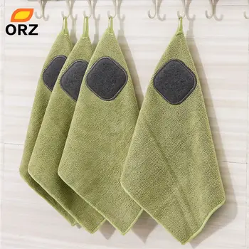 

ORZ 2in1 Cleaning Cloths Towel Microfiber+Scouring Pad Dishcloth Good Absorption Durable Towels Bathroom Kitchen Washing Cleaner