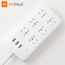 Xiaomi Mijia power Strip 1,8 m(5.9ft) 6 розеток 10A 250V 2500W 3USB порта 5V 2.1A Быстрая зарядка защита от перегрузки Высокое качество Pl