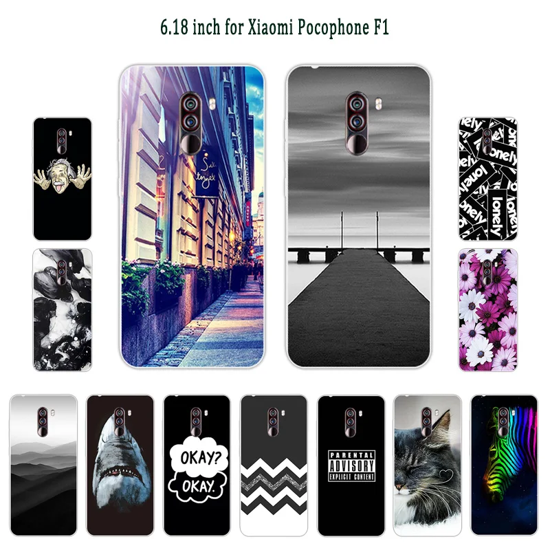 6.18 inch for Xiaomi Pocophone F1 Luxury Black Matte Cover Clear Silicone Soft TPU OKAY Phone Cases |