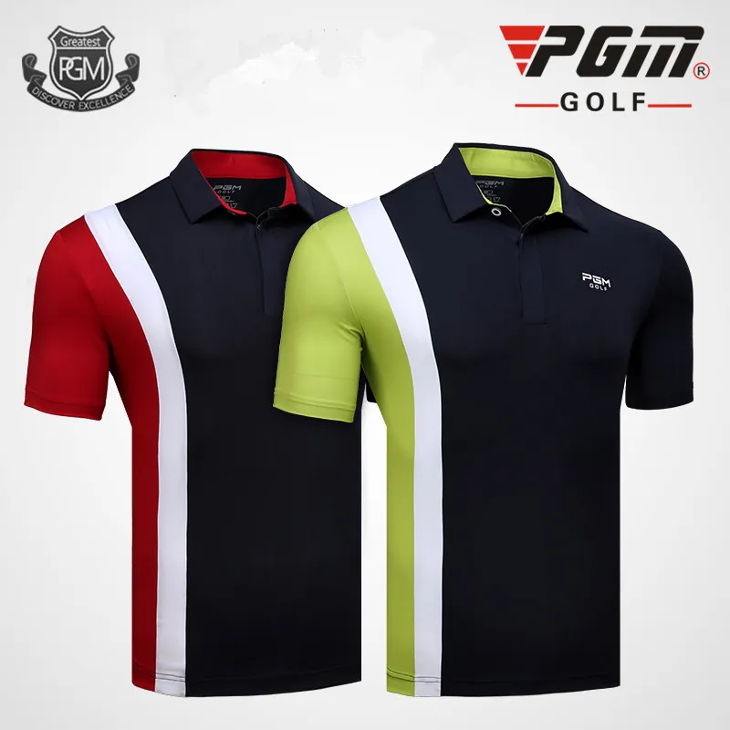 Новинка, PGM, мужская спортивная одежда для гольфа, дышащая быстросохнущая футболка для гольфа с короткими рукавами, летние высокоэластичные футболки поло для гольфа M-2XL