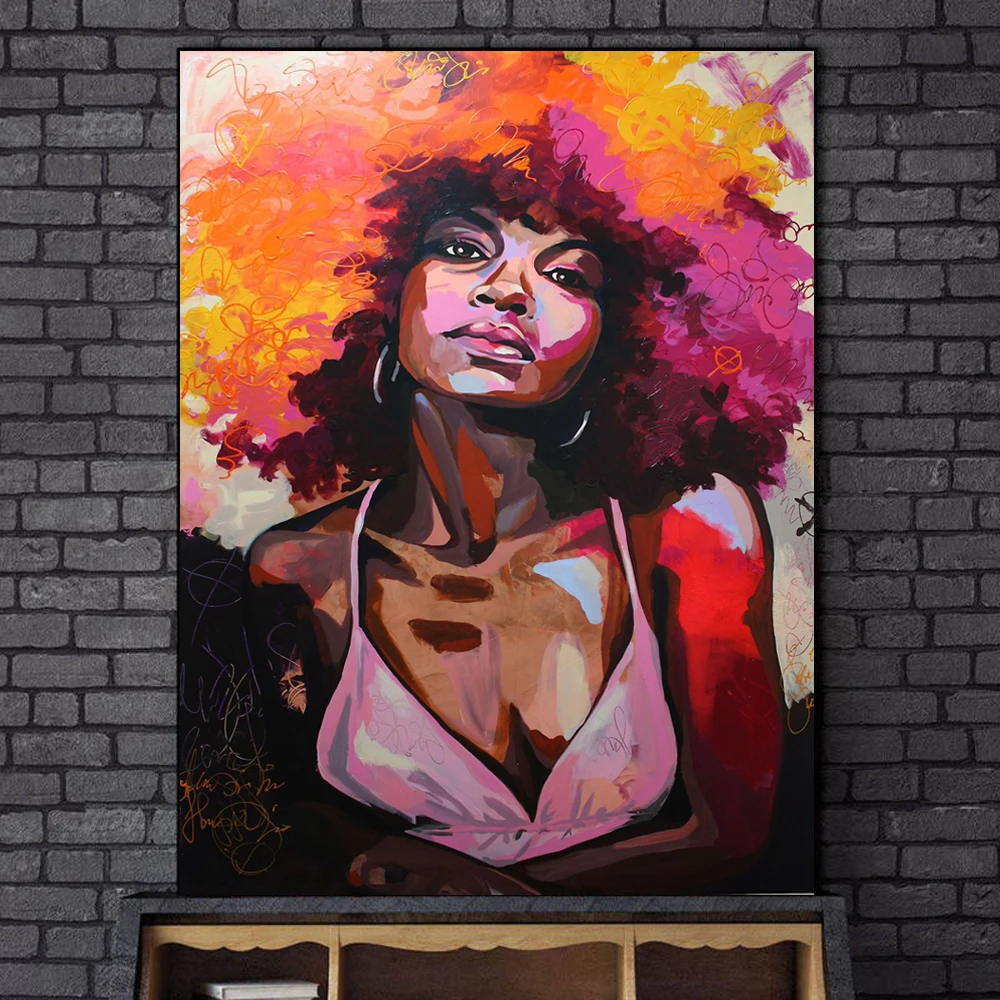

African Women Wall Paintings For The Wall Art Decorative Canvas Prints Wall Graffiti Art Pictures For Living Room Cuadros Decor