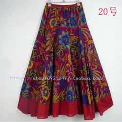 Лидер продаж, длинная струящаяся Толстая хлопковая юбка с принтом, Женская винтажная юбка размера плюс, 4 цвета - Цвет: color1