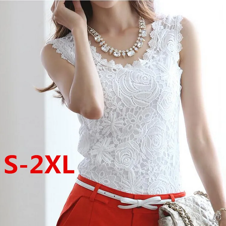 white crochet sleeveless top