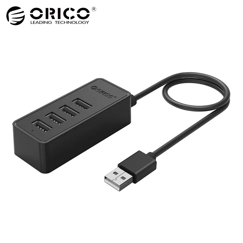 

ORICO 4 Ports USB 2.0 HUB Micro USB and Type-A Input for Laptop Computer Phone Tablet Ultrabook 15CM Dada Cable Portable Black