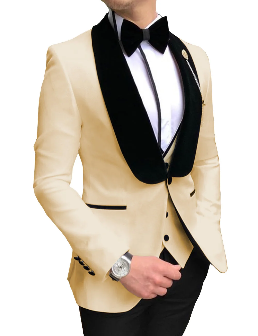 Мужские белые костюмы Slim Fit 3 шт. деловая куртка смокинг Блейзер джентльмен для свадьбы жених выпускного вечера Вечер(Блейзер+ жилет+ брюки