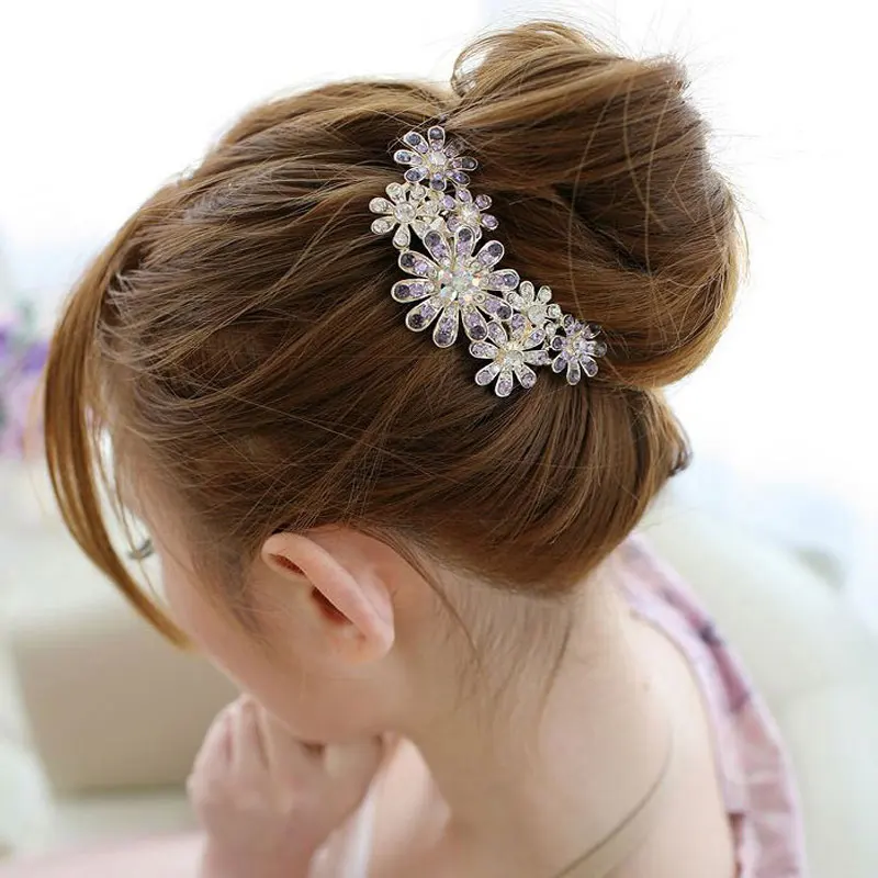 

1pcs Crystal Decorate Petal Tuck Hairpins Bridal Flower Headpieces Headwear Hair Comb Pin Hair Clip For Women Hair Accessories