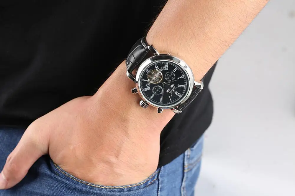 

Mechanical Watches Men Automatic Self Winding Tevise Simple Luxury Skeleton Wristwatch Men Timepieces Clock Male iskelet saat