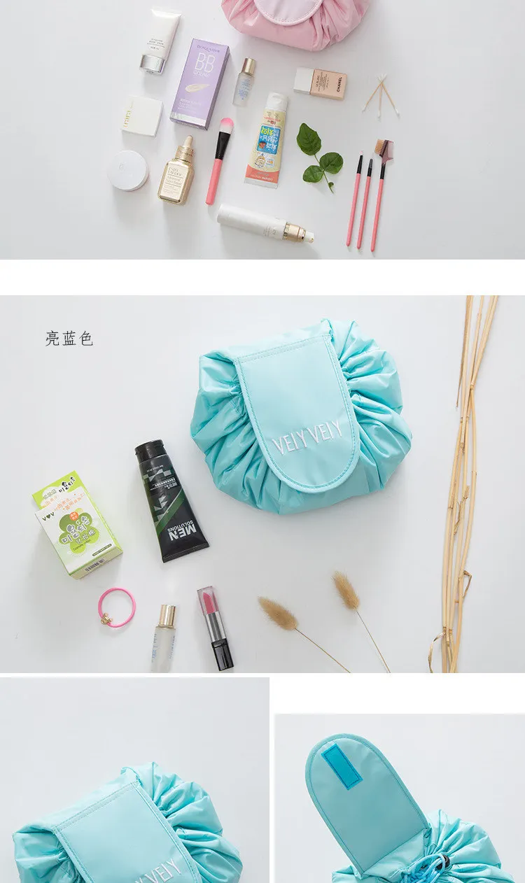 ZYJ Foldable Drawstring Travel Cosmetic Pouch Bags Portable Shoulder Makeup Storage Toiletry Beauty Case Organizer Bag Handbag (12)