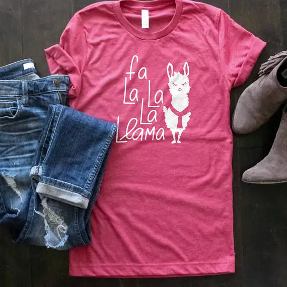 

Funny Fa La La Llama Kawaii Alpaca Printed Cotton T shirt Women Summer Short Sleeve Graphic Top Round Neck Tumblr Animals Tshirt