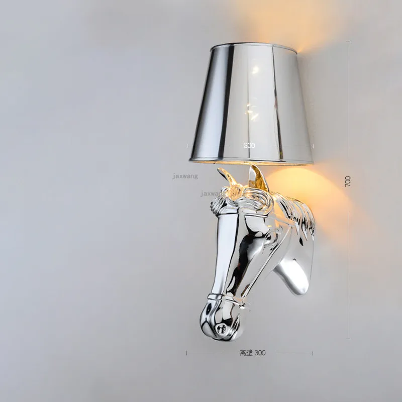 Современный светодиодный смолы настенная лампа прикроватная настенное бра в стиле лофт Творческий лошадь компоновка зон устьевого оборудования настенный светильник освещение, осветительный прибор Ванная комната свет - Цвет абажура: Silver 30CM