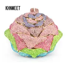 Розовый Свадебная сумка Красный Cyrstal роскошный клатч сумочка diamond женщин выпускного вечера мешок вечер Pochette Femme розы партия Кошелек 117