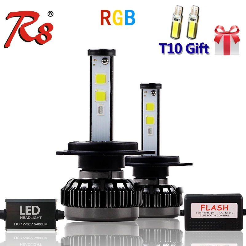 

New Popular Car Multicolors RGB Auto LED Headlight Kits H1 H7 H4 H8 HB3 HB4 881 H16 APP Bluetooth Remote Control DIY Foglight